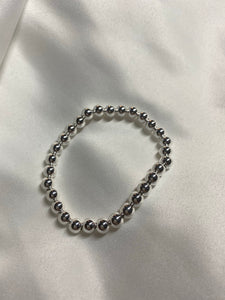 6mm Silver Beaded Bracelet