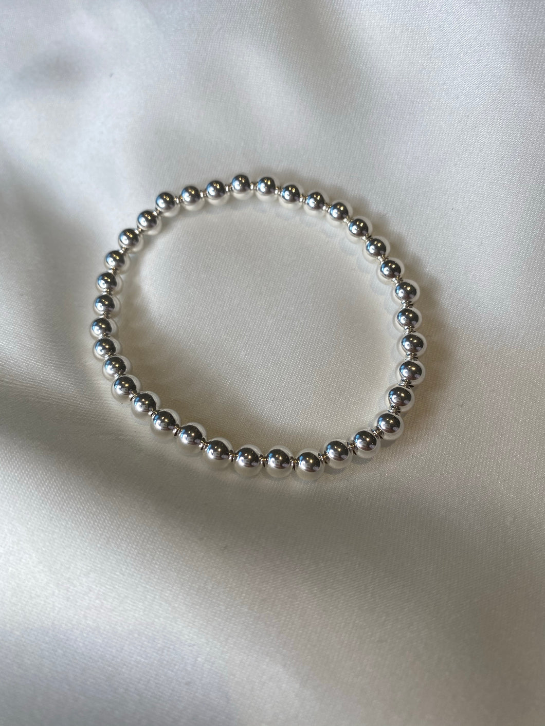 Large Silver Bead Bracelet