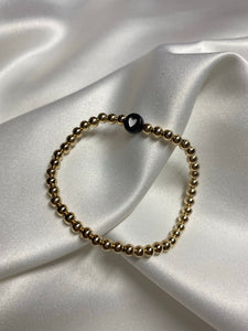 White Heart Gold Beaded Bracelet